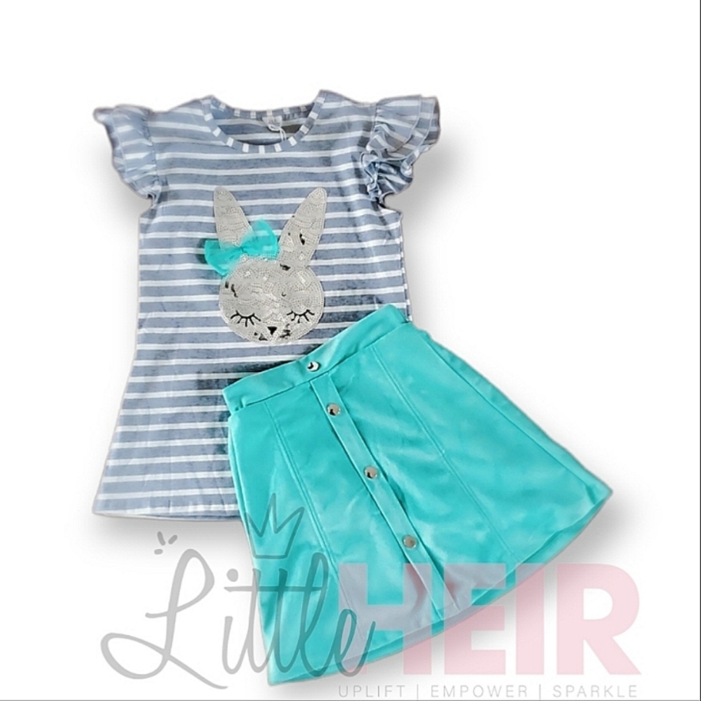 Little bow bunny skirt set